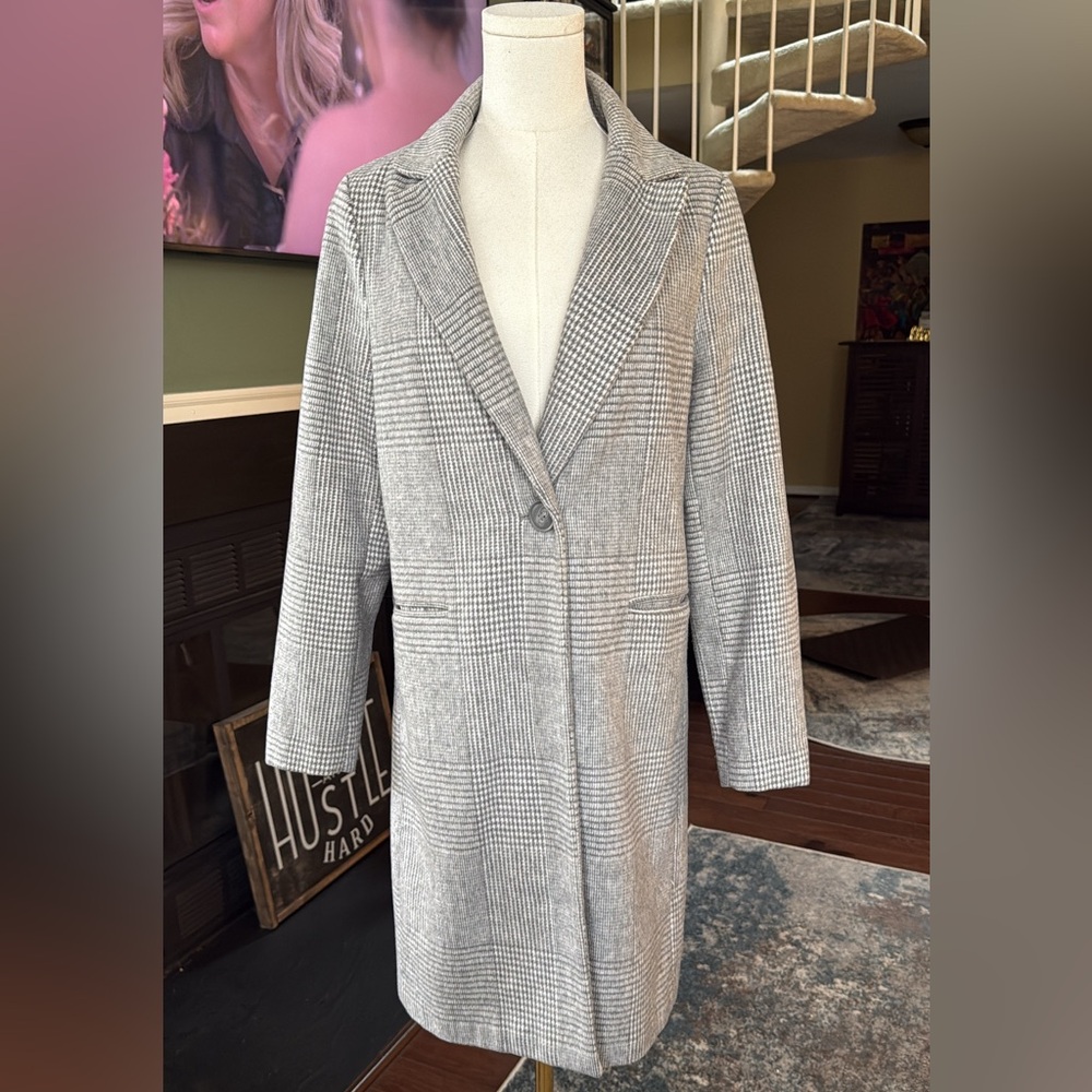 ASOS New Look Tailored Plaid Coat in Gray - Picture 3 of 7